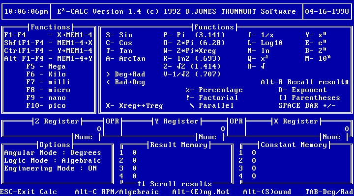 Sceen shot form the engineering calculator function